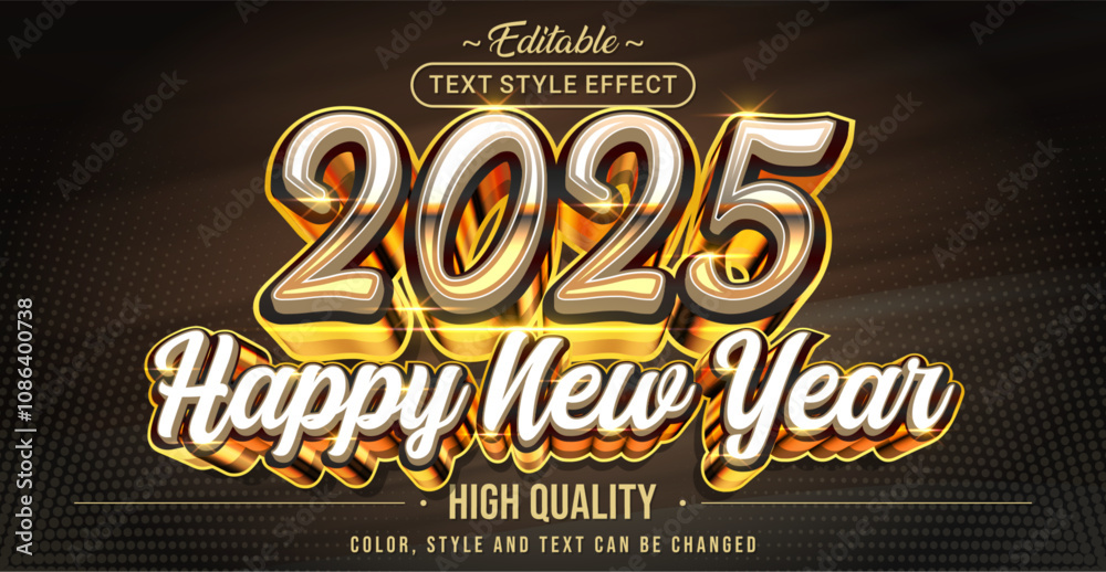 Poster editable text style effect - 2025 happy new year text style theme.