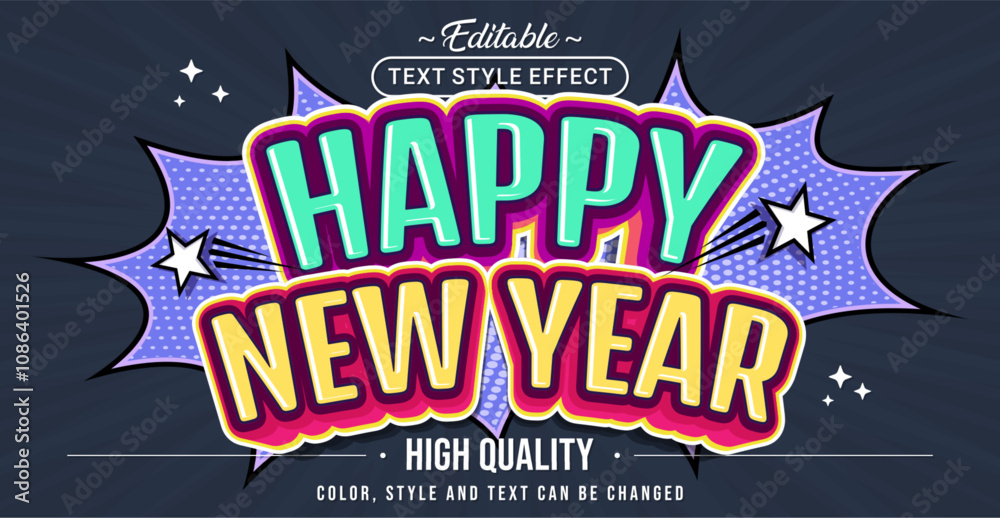Aufkleber editable text style effect - happy new year text style theme.