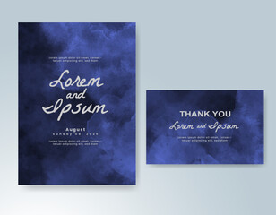 Wedding card invitation template with hand painted watercolor splash