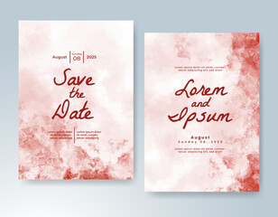 Wedding card invitation template with hand painted watercolor splash