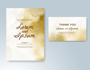 Wedding card invitation template with hand painted watercolor splash