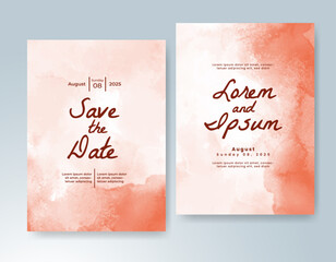 Wedding card invitation template with hand painted watercolor splash