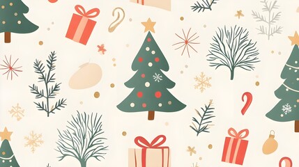 Delightful seamless Christmas tree pattern.