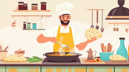 Chef Cooking Delicious Indian Food