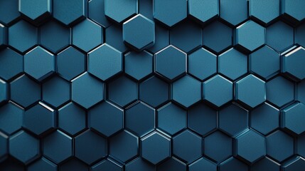 Fototapeta premium Abstract Hexagon Pattern 3D Blue Geometric Background Modern Design Texture