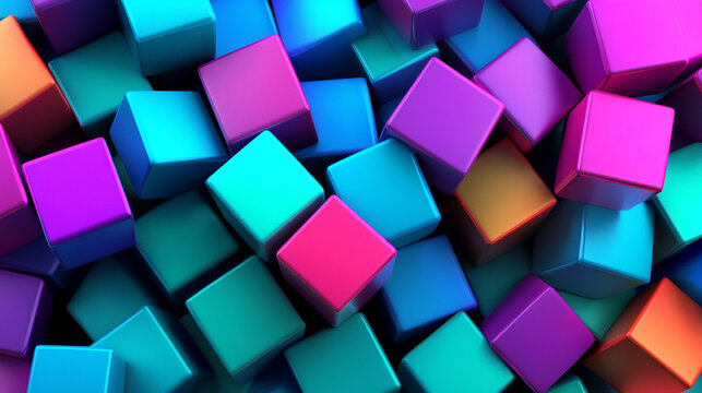 Fototapeta Vibrant colorful 3d cubes in abstract geometric pattern