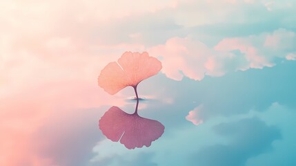 Pink and blue leaves lake scenery illustration poster background