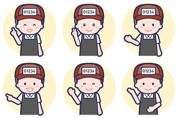 魚屋の男性のポーズセット_03