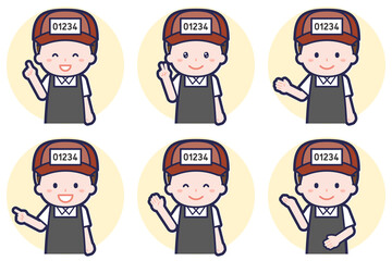 魚屋の男性のポーズセット_03