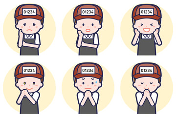 魚屋の男性のポーズセット_04