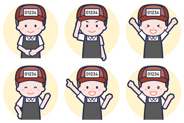 魚屋の男性のポーズセット_01