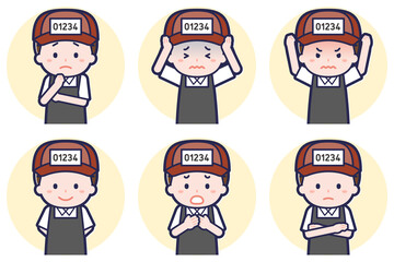 魚屋の男性のポーズセット_05