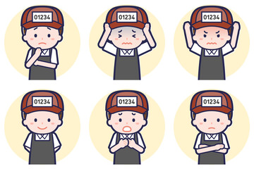 魚屋の男性のポーズセット_05