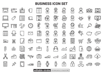 ビジネス・オフィス・会社のアイコンセット (編集可能なストローク)