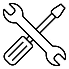 Mechanic tools icon for repair with wrench and screwdriver