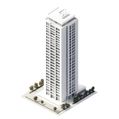modern building 3d rendered isolated on white and transparent background. PNG cutout.

