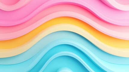 Abstract Pastel Wave Background Colorful 3D Render Soft Hues Curvy Lines Design Element