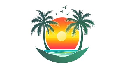 Obraz premium Palm Trees and Sunset Silhouette