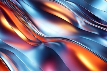 Fototapeta premium Dynamic abstract background showcasing bold metallic colors with psychic wave patterns, creating a sense of movement and depth. Ideal for modern design applications. 