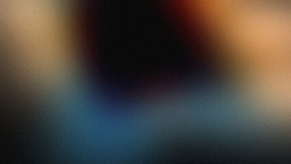 Orange blue abstract color grainy background. Soft color flow, wave shaped, vibrant colors noisy gradient, bright, shine, glowing, noise texture background