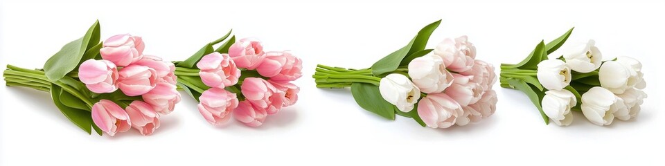 Fototapeta premium A lovely arrangement of pink and white tulips, showcasing their vibrant colors and delicate petals, perfect for any floral display or occasion.