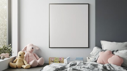 Blank Poster in a Cozy Children's Bedroom