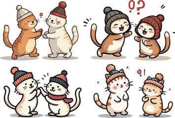 Cats in Winter Hats Playing