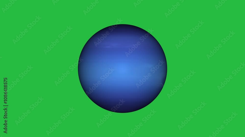 Wall mural planet neptune on green screen background. realistic planet rotation seamless looping animation on g