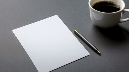 Blank Paper, Pen, and Coffee - Inspiring Workspace