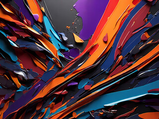 Dark and moody abstract background with shades of deep blues and purples to evoke a sense of urgency and excitement, gradating to bright neon reds and oranges to convey sale frenzy