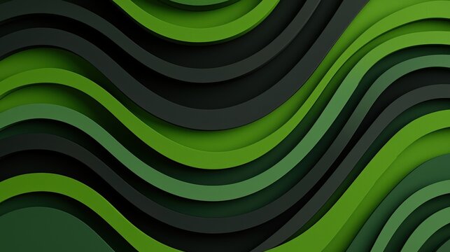 Abstract Green Wave Background Modern Design 3D Render Nature Inspired Shades of Green Curvy Lines