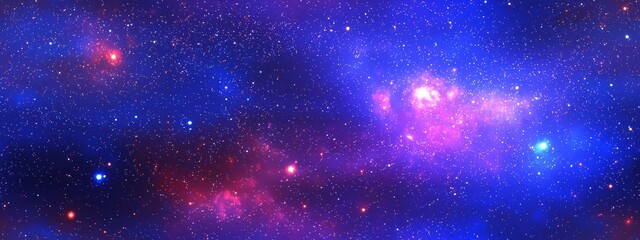 Obraz premium Majestic Cosmic Landscape of Nebulae and Glowing Stars in the Expansive Universe