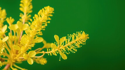 Naklejka premium Agrostophyllum inflorescences creamy yellow flower, greenery, intricate details, yellow flowers