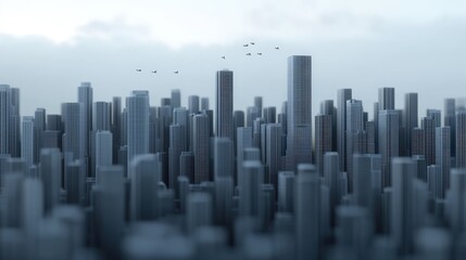 Obraz premium Futuristic City Skyline Drone AI Data Search Technology