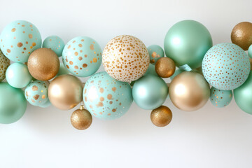 Birthday celebration background with pastel and gold balloons and decorations