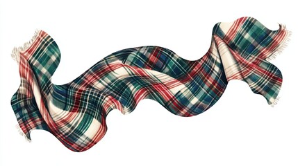 Obraz premium Red, Green, and Blue Plaid Blanket in a Wave Shape