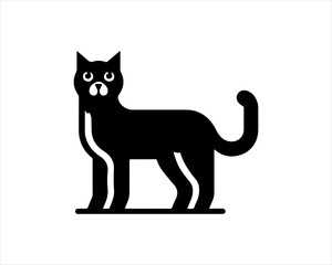 Black silhouette cat vector, Cat silhouette icon illustration.