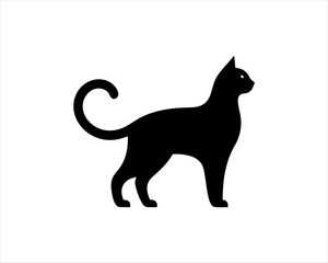 Black silhouette cat vector, Cat silhouette icon illustration.