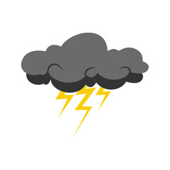 Cloud rain thunderstorm bad weather icon isolated on white background. Illustration