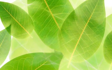 Obraz premium Bright Green Leaf Textures, A Vibrant and Minimal Abstract Design