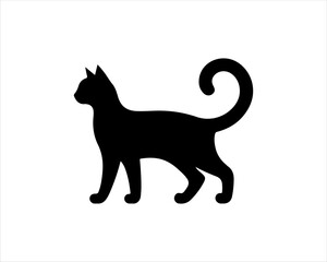 Black silhouette cat vector, Cat silhouette icon illustration.