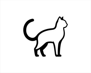 Black silhouette cat vector, Cat silhouette icon illustration.