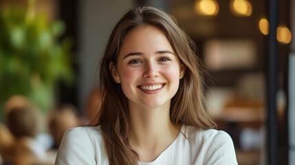 Young and Happy Businesswoman Engaging in a Productive Meeting with Colleagues in a Cozy Office Environment, Radiating Positivity and Friendship