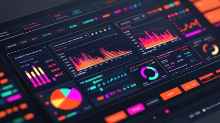 Fototapeta premium Futuristic Digital Dashboard SEO Data Analytics Charts
