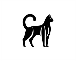 Black silhouette cat vector, Cat silhouette icon illustration.