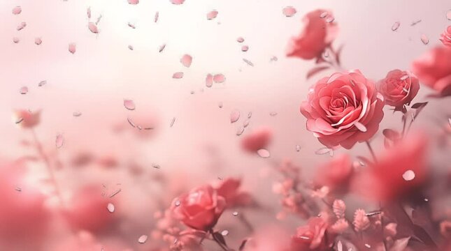 Pink rose on pink background. Valentine concept