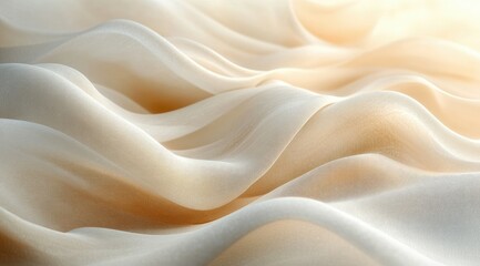 Fototapeta premium Soft, flowing beige fabric with subtle light and shadow creating gentle waves and textures.