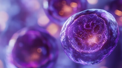 Microscopic Cell with a Glowing Interior