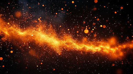 Vibrant explosion of fiery sparks against a black backdrop, ideal for event promotions, celebrations, or designs related to warmth, energy, and excitement.