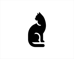 Black silhouette cat vector, Cat silhouette icon illustration.